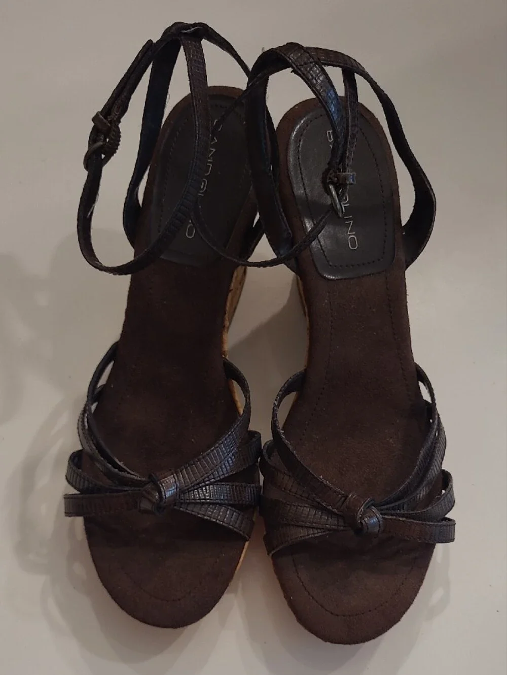 Bandolino Beaded Flower Accent Cork Wedge Sandals Bohemian Ankle Strap Heel Y2K